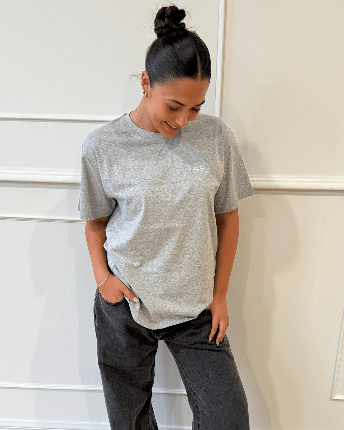 grey marle oversized t-shirt - wide view